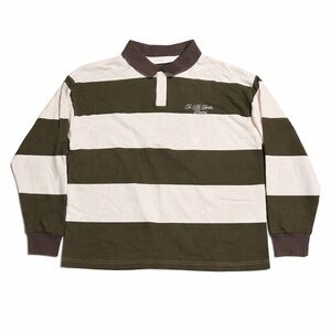 PacSun Olive and White Striped Rugby Shirt